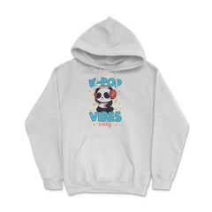 K-POP Vibes Only Funny Panda with Headphones graphic Hoodie - White