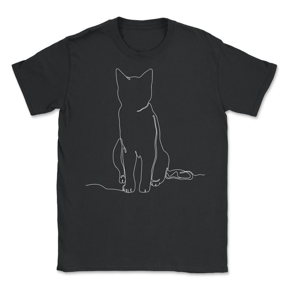 Outline Sitting Kitten Theme Design for Line Art Lovers graphic - Unisex T-Shirt - Black