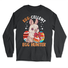 Egg-cellent Egg Hunter Cute Bunny with Easter Eggs Gift design - Long Sleeve T-Shirt - Black