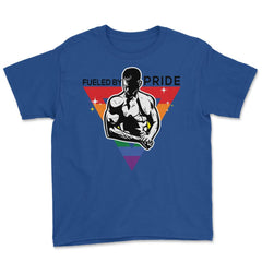 Fueled by Pride Gay Pride Guy in Rainbow Triangle2 Gift design Youth - Royal Blue