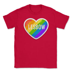 Lesbow Rainbow Heart Gay Pride product design Tee Gift Unisex T-Shirt - Red