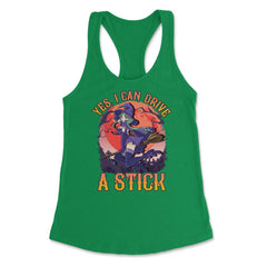 Yes, I can drive a stick Cute Anime Witch design Women's Racerback - Kelly Green