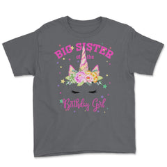 Big Sister of the Birthday Girl! Unicorn Face Theme Gift graphic - Smoke Grey