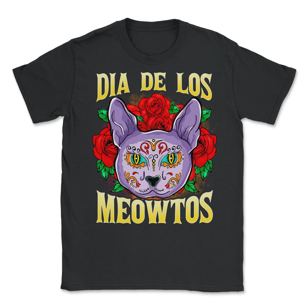 Dia de los Meowtos Funny Halloween Cat Unisex T-Shirt - Black