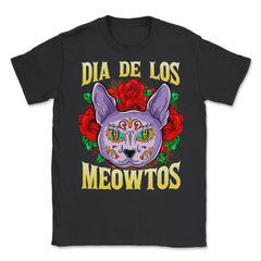 Dia de los Meowtos Funny Halloween Cat Unisex T-Shirt - Black