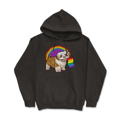 Funny Shih Tzu Dog Rainbow Pride design Hoodie - Black