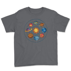 Solar System Planets Funny Planets Pluto Included Gift graphic Youth - Smoke Grey