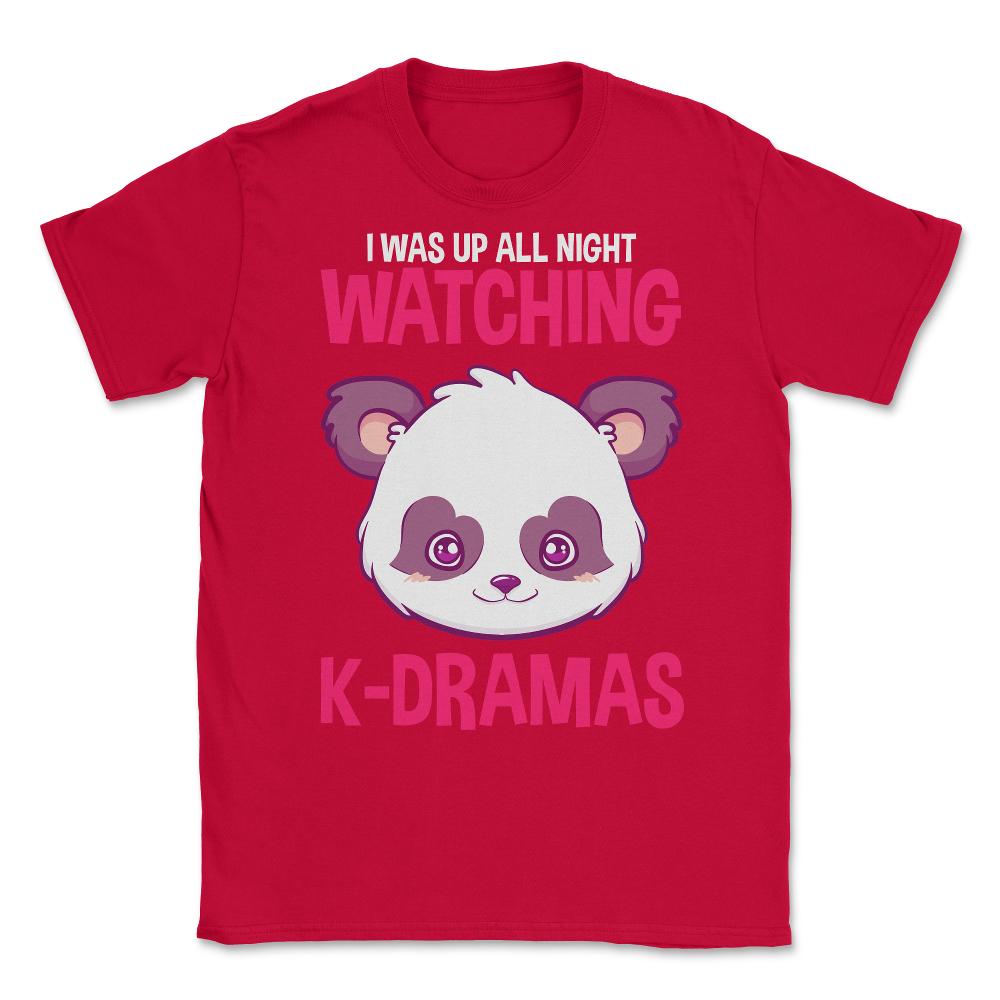 Cute Panda K-Drama Funny Korean graphic Unisex T-Shirt - Red