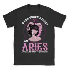 Aries Zodiac Sign Pastel Goth Anime Girl Art graphic - Unisex T-Shirt - Black