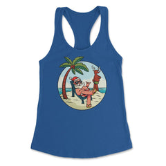 Summer Santa Claus at the Beach Tropical Vacations Funny print - Royal