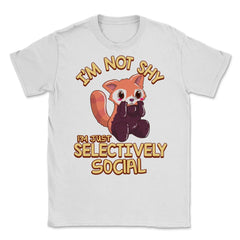 Kawaii Red Panda I’m Not Shy I’m Selectively Social Meme graphic - White