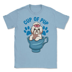 Shih Tzu Cup of Pup Cute Funny Puppy graphic Unisex T-Shirt - Light Blue