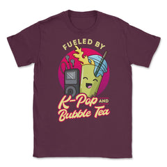 Fueled by K-Pop & Bubble Tea Cute Kawaii print Unisex T-Shirt - Maroon
