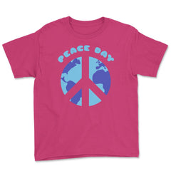 Peace Sign World Peace Day graphic Youth Tee - Heliconia