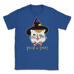 Trick or Treat Cat Face Funny Halloween costume Unisex T-Shirt - Royal Blue