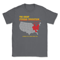 Cicada Invasion Coming to These States in US Map Funny print Unisex - Smoke Grey