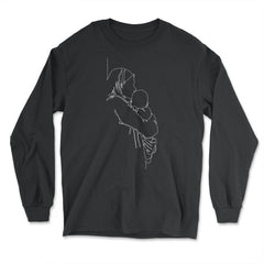 Outline Mom and baby Motherhood Theme for Line Art Lovers print - Long Sleeve T-Shirt - Black