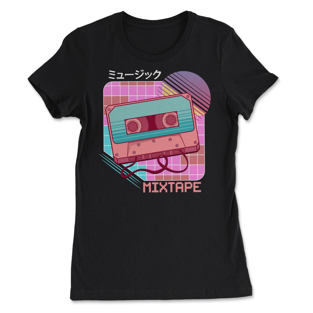 Mixtape Japanese Aesthetic Cassette Vaporwave 80’s & 90’s design - Women's Tee - Black