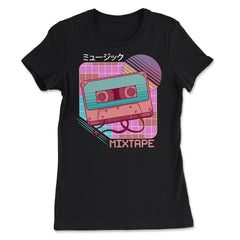 Mixtape Japanese Aesthetic Cassette Vaporwave 80’s & 90’s design - Women's Tee - Black