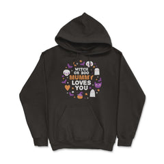Witch or Boo Mummy Loves You Halloween Reveal design - Hoodie - Black