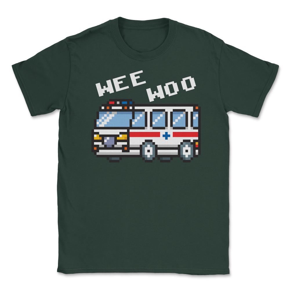 Ambulance Sound Funny Pixel Emergency Car Wee-Woo graphic Unisex - Forest Green