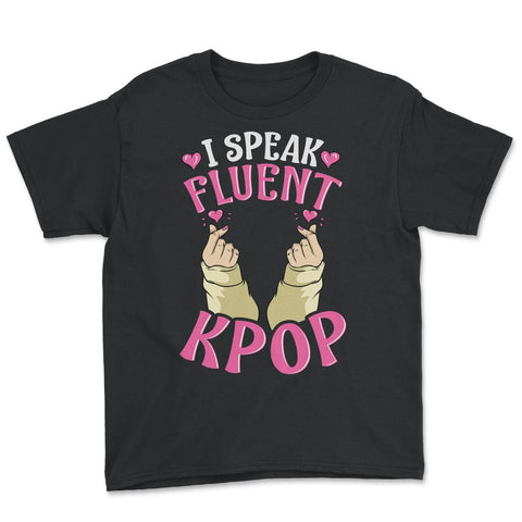 I speak Fluent K-Pop Korean Love Sign Fingers for Music Fans print - Black