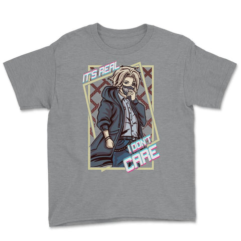Bad Anime Boy It’s Real I Don’t Care Gothic Punk Streetwear product - Grey Heather