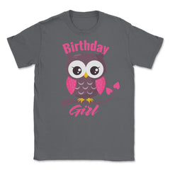 Owl on a tree branch Character Funny Birthday girl design Unisex - Smoke Grey