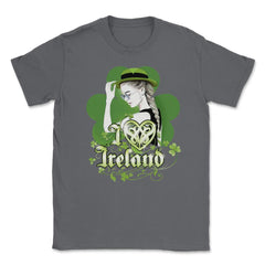 I love Ireland Woman Saint Patricks Day Celebratio Unisex T-Shirt - Smoke Grey