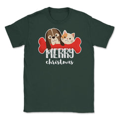 Pet Lovers Merry Christmas Funny T-Shirt Tee Gift Unisex T-Shirt - Forest Green