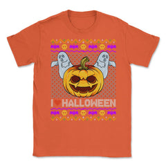 Spooky Jack O-Lantern Ugly Halloween Sweater Unisex T-Shirt - Orange