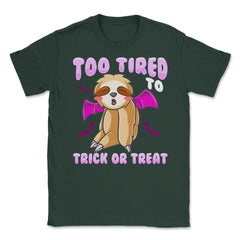 Trick or Treat Sloth Cute Halloween Funny Unisex T-Shirt - Forest Green