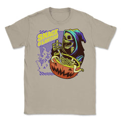 Snack O-Lantern Halloween Death Skeleton Eating Unisex T-Shirt - Cream