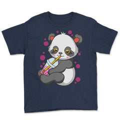 Boba Tea Bubble Tea Cute Kawaii Panda Gift design Youth Tee - Navy