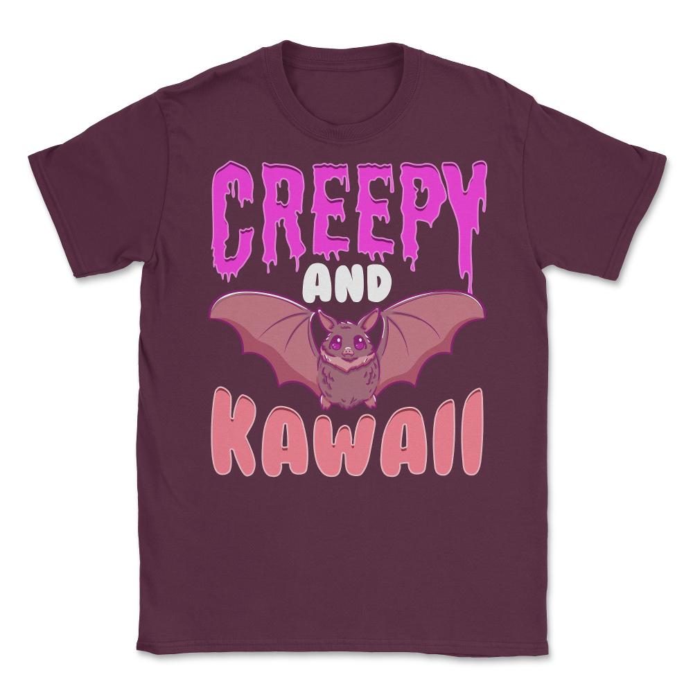 Halloween Creepy and Kawaii Cute Bat-Character Gif Unisex T-Shirt - Maroon