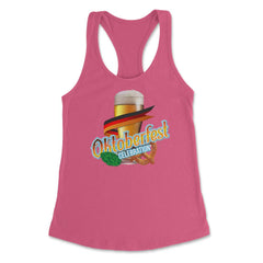 Oktoberfest Celebration Shirt Beer Glass Gift Tee Women's Racerback - Hot Pink