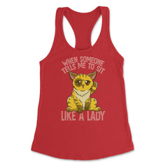 Cute & Funny Cat Sitting Like a Lady Design for Kitty Lovers product - Red