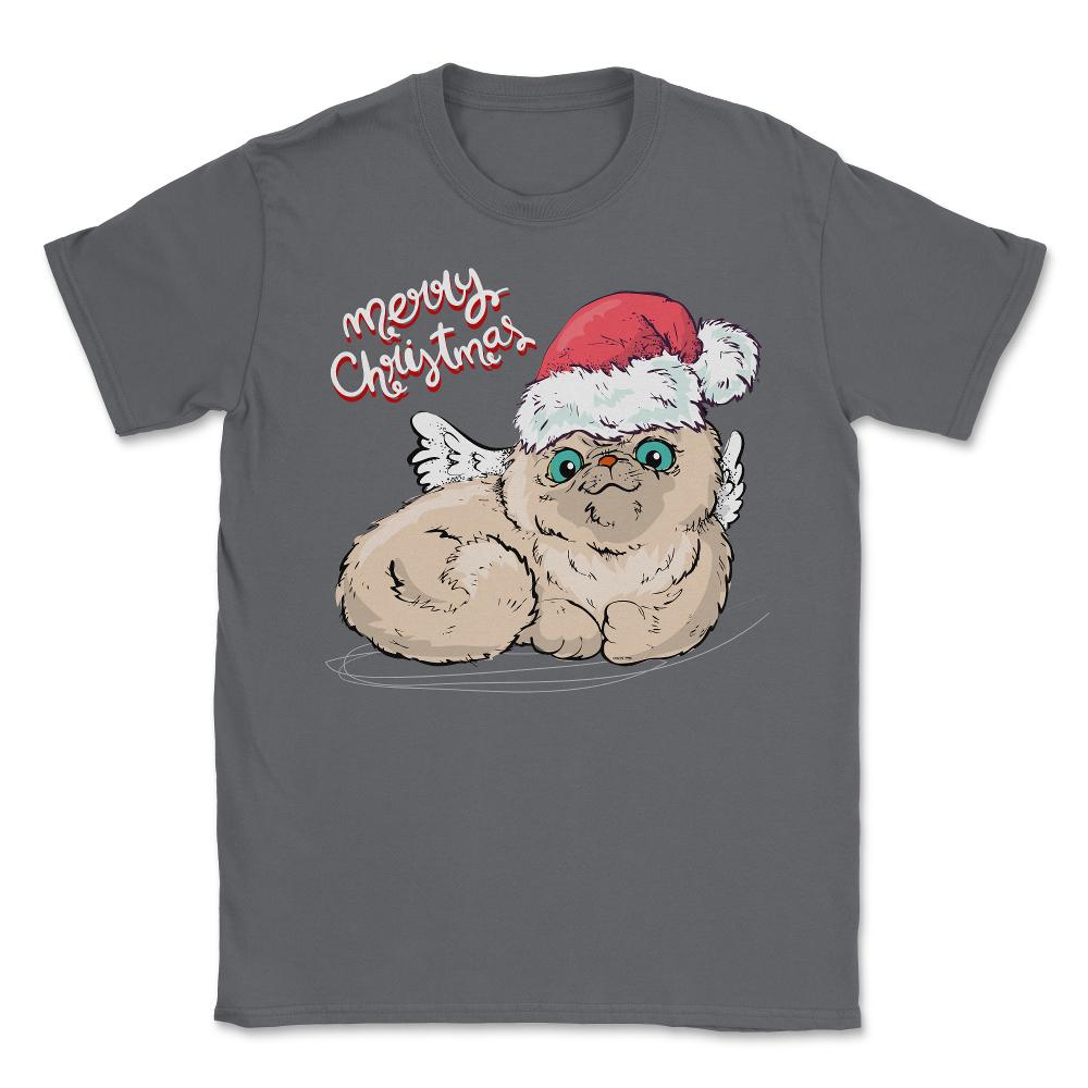 Merry Christmas Angel Cat Funny Humor T-Shirt Tee Gift Unisex T-Shirt - Smoke Grey