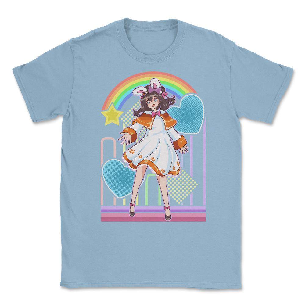 Lolita Fashion Themed Bunny Girl Anime Design print Unisex T-Shirt - Light Blue