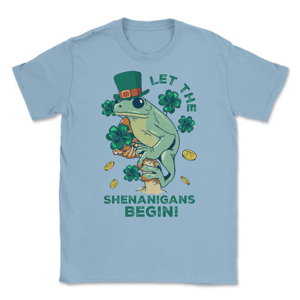 Let the Shenanigans Begin! Cottagecore Frog St Patrick Humor design - Light Blue