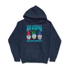 Diving with my Gnomies Funny Gnomes Beach Style design Hoodie - Navy