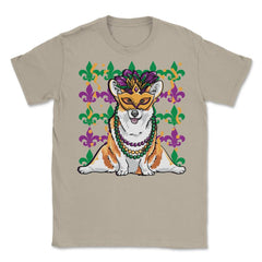 Mardi Gras Corgi with Masquerade Mask Funny Gift design Unisex T-Shirt - Cream