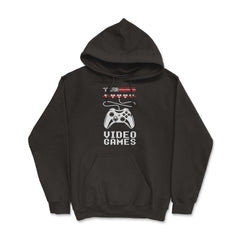 V Is For Video Games Valentine Video Game Funny graphic - Hoodie - Black