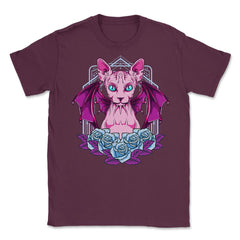 Sphynx Goth Cat Mysterious & Sophisticated Hallowe Unisex T-Shirt - Maroon