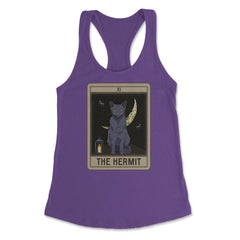 The Hermit Cat Arcana Tarot Card Mystical Wiccan graphic Women's - Purple