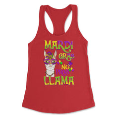 Mardi Gras Llama Funny Carnival Gift design Women's Racerback Tank - Red