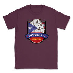 Boricua Pride Horse & Puerto Rico Flag T-Shirt & Gifts Unisex T-Shirt - Maroon
