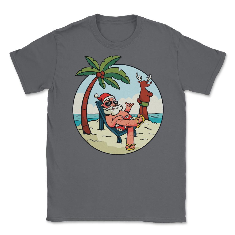 Summer Santa Claus at the Beach Tropical Vacations Funny print Unisex - Smoke Grey