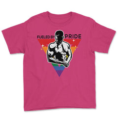 Fueled by Pride Gay Pride Guy in Rainbow Triangle2 Gift design Youth - Heliconia