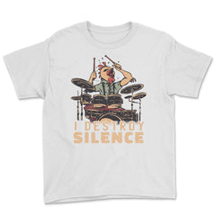 I Destroy Silence Drummer Saying Chicken Playing Drums design Youth - White